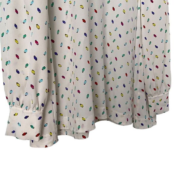 Kate Spade Peter Pan Collar Cream Silk Abstract Print Blouse in Size 8 - Picture 6 of 8